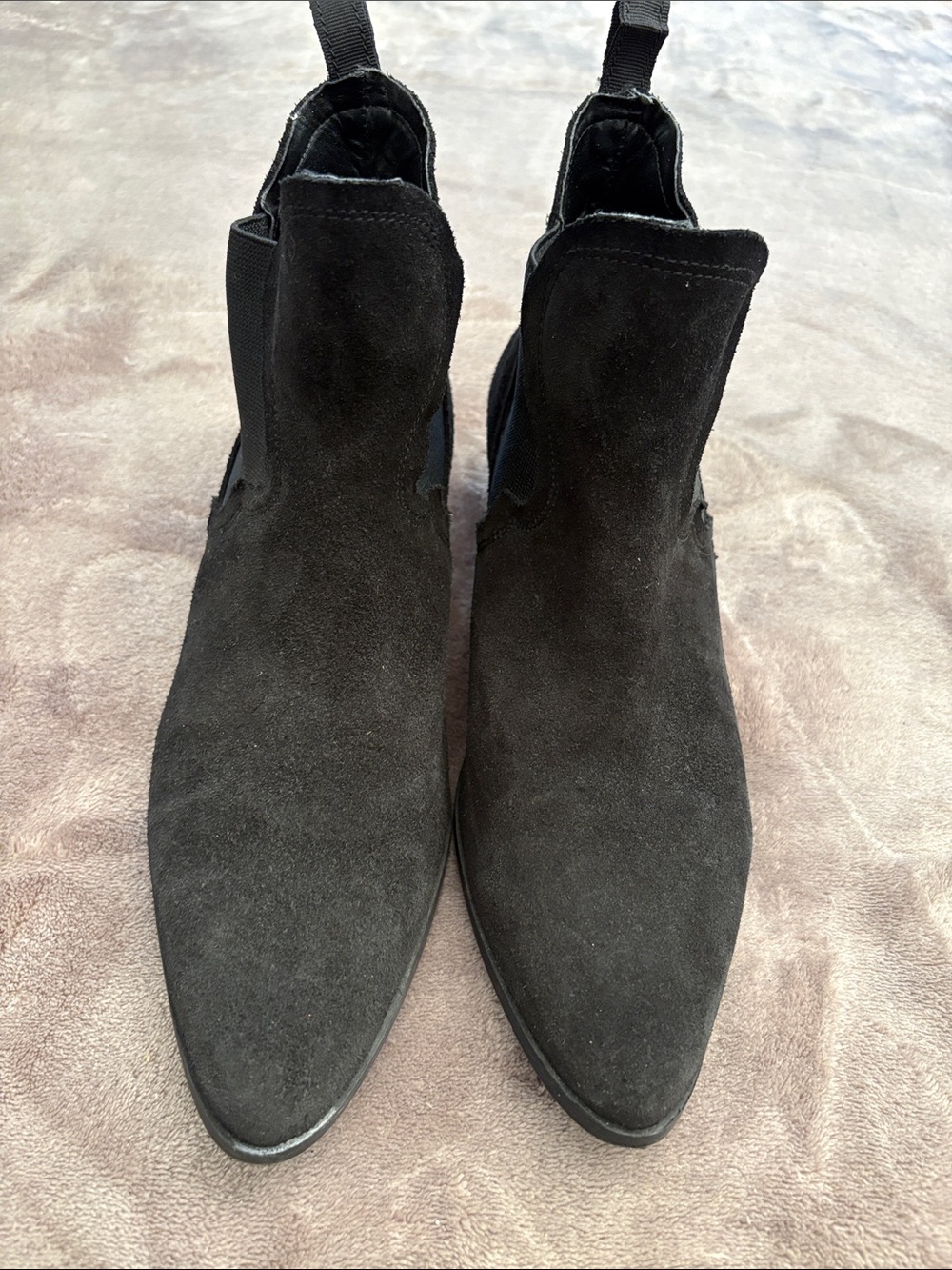 Zara Black Suede Pointed Ankle Booties
